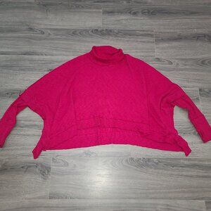 Free People Fuchsia Pink Cropped Turtleneck Sweater